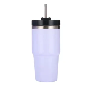 Stainless Steel Vacuum Insulated Tumbler With Straw Polished Glossy Keeps Ho NEW