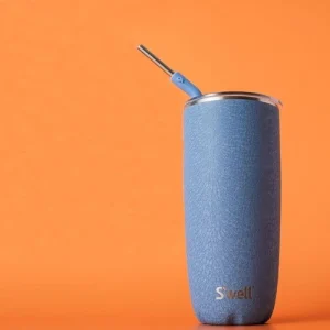 Stainless Steel Tumbler Straw Slide Open Lid Triple Insulated Desert Sky 700ml