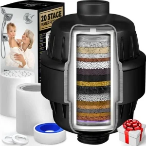 AquaHomeGroup 20 Stage Shower Filter with Vitamin C E for Hard Water High Ou...