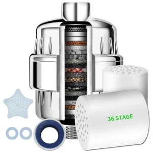 36 Stage Vitamin C Shower Filter for Hard Water - Head Silver White