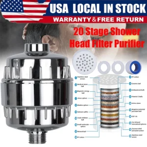 20-Stage Shower Filter for Hard Water – Vitamin C Removes Chlorine Heavy Metals