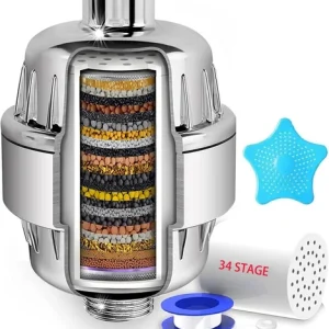 34 Stage Shower Filter with Vitamin C for Hard Water - Water Softener Shower to
